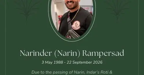 Narinder Rampersad Obituary, Cause of Death - Etobicoke Community Mourns Indar’s Roti & Doubles Figure